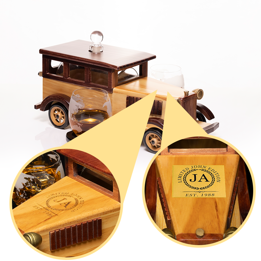 Custom Engraved Limited Edition Don Vassie Carriage Whisky Decanter 750ml with 2-10 oz Glasses