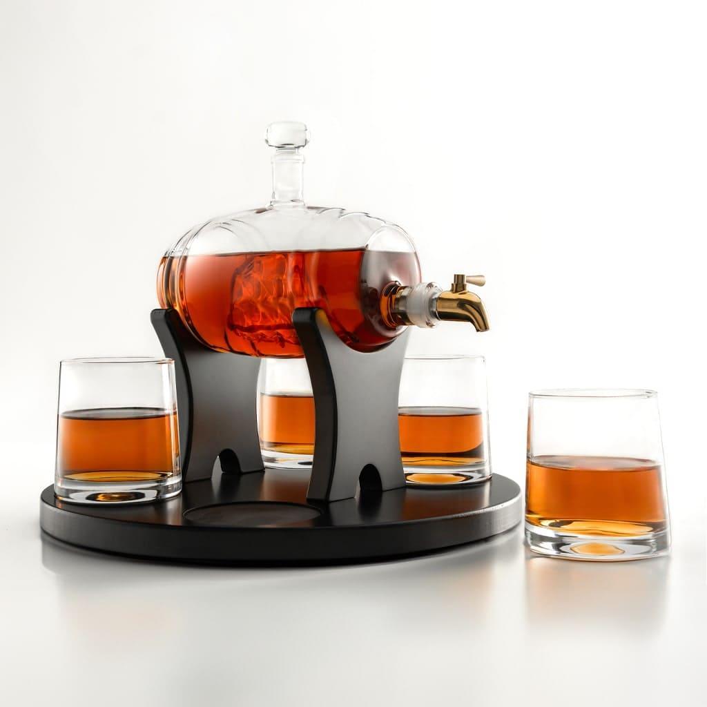 Glass Barrel Decanter Set with Sailboast & 2 Glasses - $139
