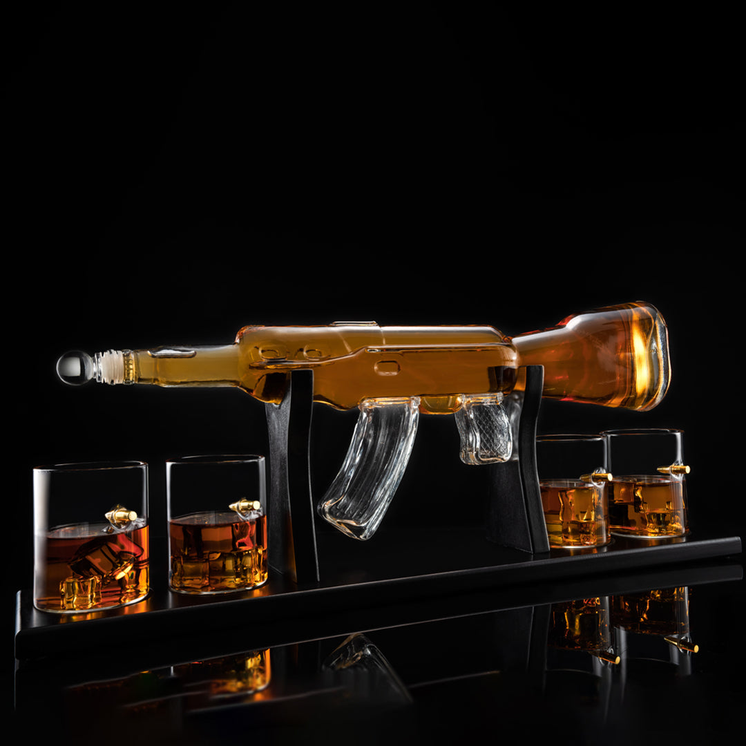 gun whiskey bottle 9