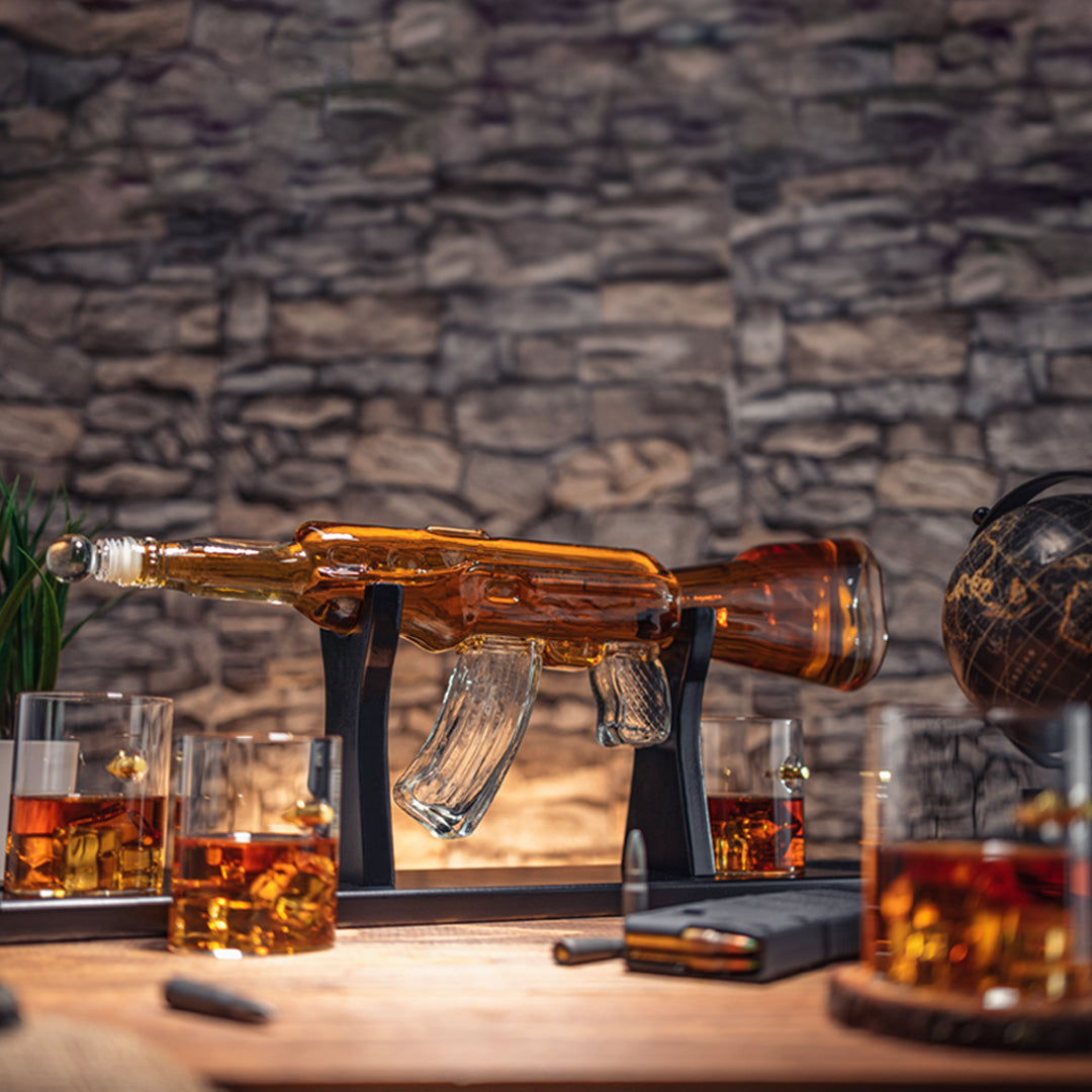 gun whiskey bottle 9